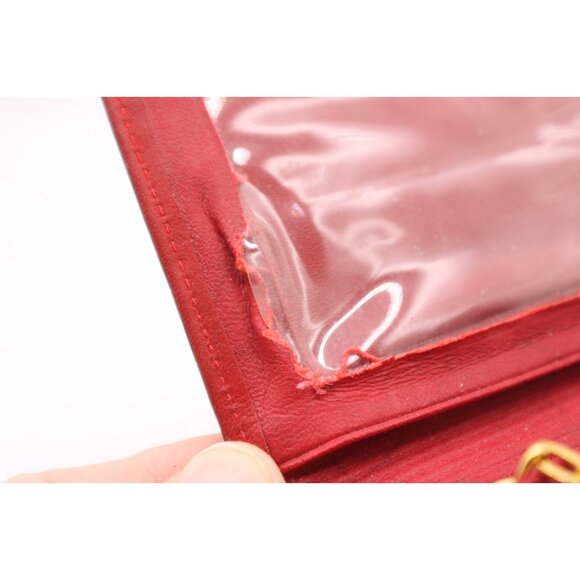 Buxton Red Leather Top Grain Cowhide Folding Wallet Coin Purse w/Keychain Vtg - Picture 8 of 12